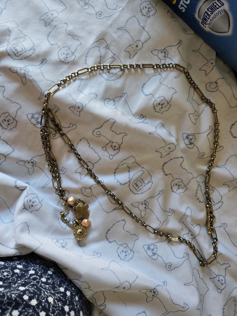 Vintage-Inspired Gold Chain Necklace with Peach Beads by - Picture 2 of 2